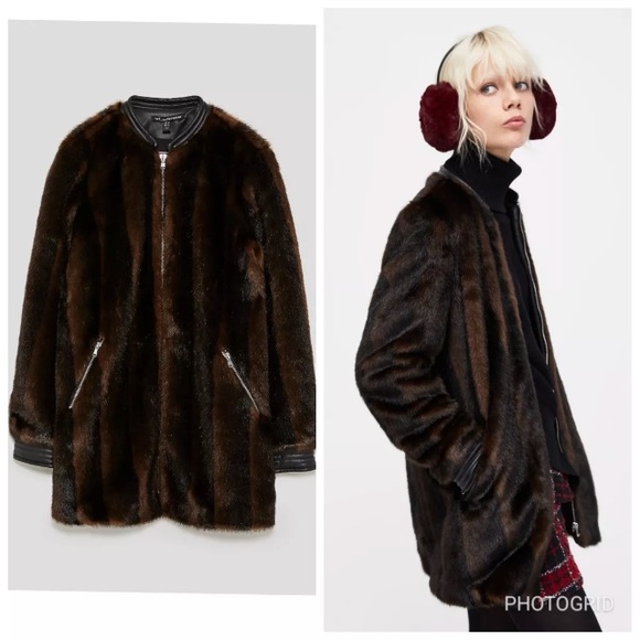 zara faux fur leather jacket